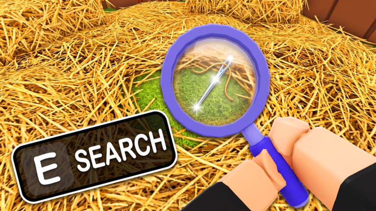 A magnifying glass reveals a silver needle among golden hay